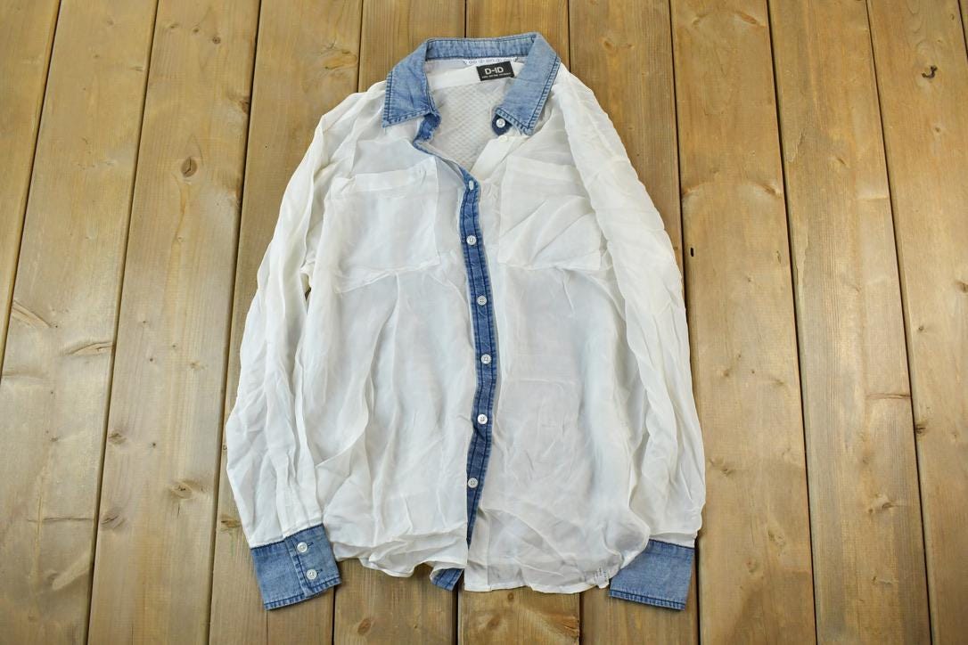 Women Vintage DD Paris Y2K Denim Button Up Shirt