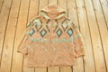 Vintage 1980s Laria Hand Knit Wool Full Zip Hooded Sweater Men's Medium