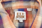 Vintage 1990s Ely Cattleman Shiny Double Pocket Plaid Button Up Shirt