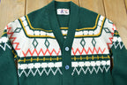 Vintage 1980s Lapplander Ski Theme Knit Cardigan Sweater /