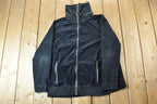 Vintage 1990s Jones New York Knit Velour Zip Up Turtleneck Sweater