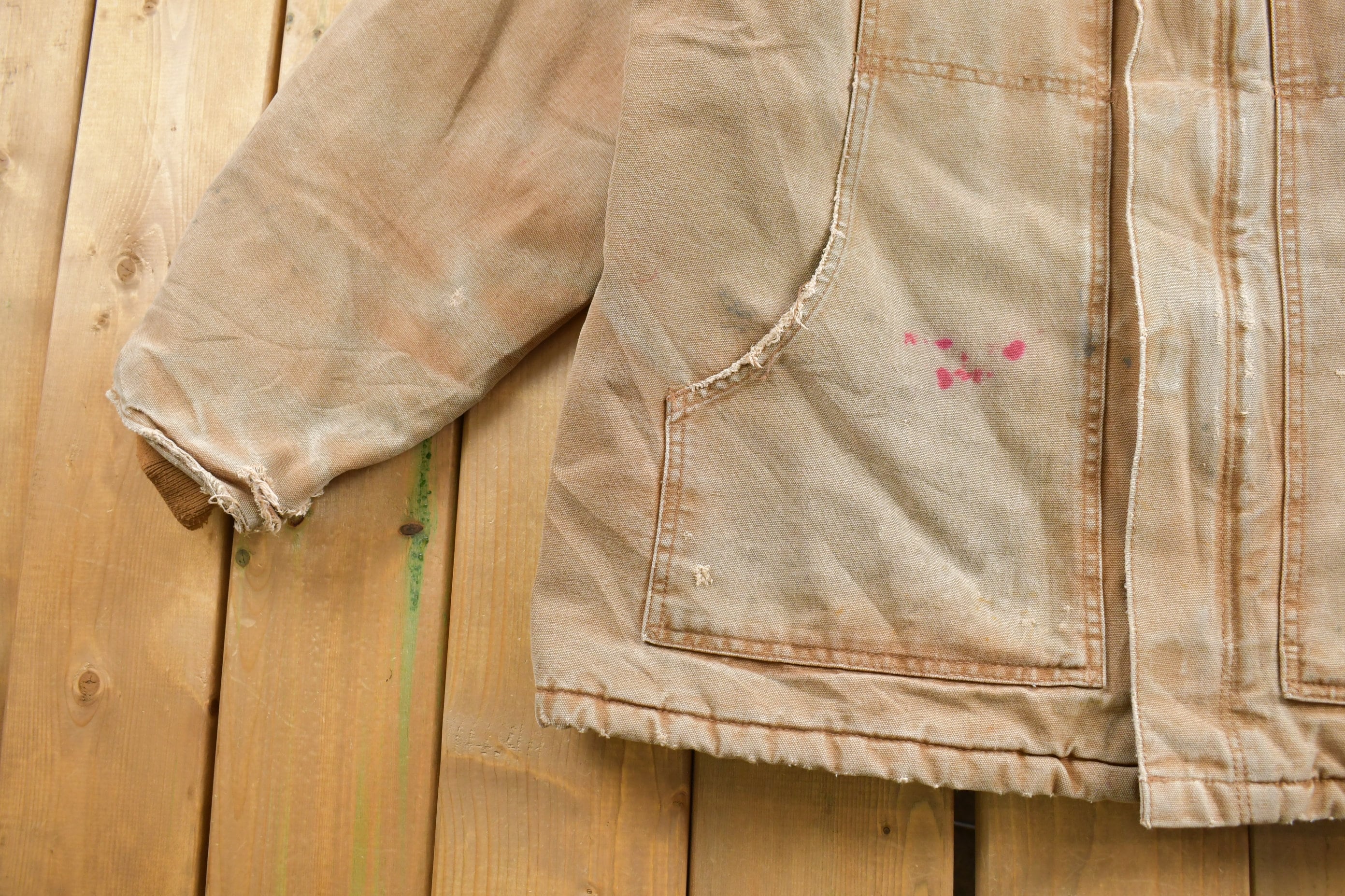 Vintage 1990s Beige Quilt Lined Carhartt Traditional Jacket