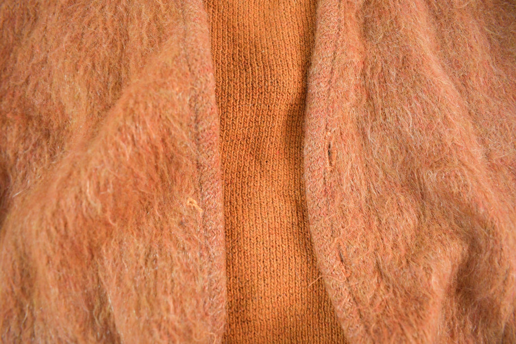 Vintage 1960s Campus Mohair Knit Cardigan Sweater Women's Small