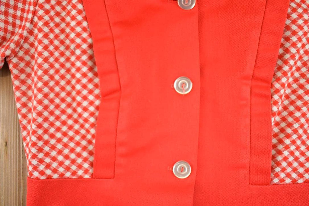 Vintage 1960's Rol Jean Checkered Souvenir Mini Dress Women's XS