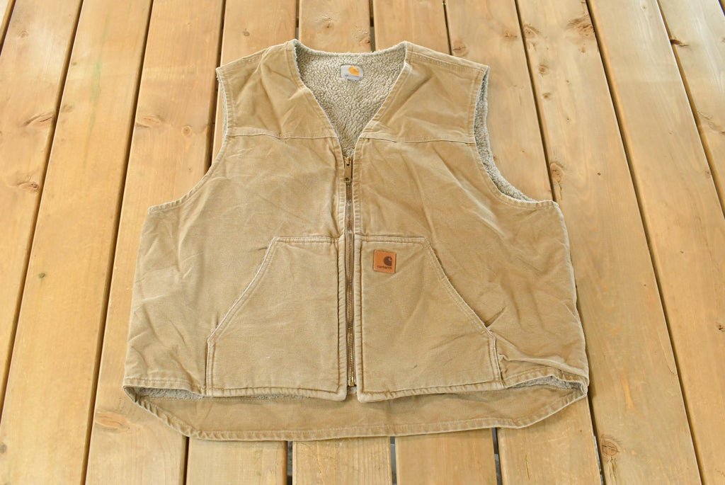 Vintage 2000s Carhartt Sun Faded Distressed Sherpa Lined Jacket Vest Mens 2XL