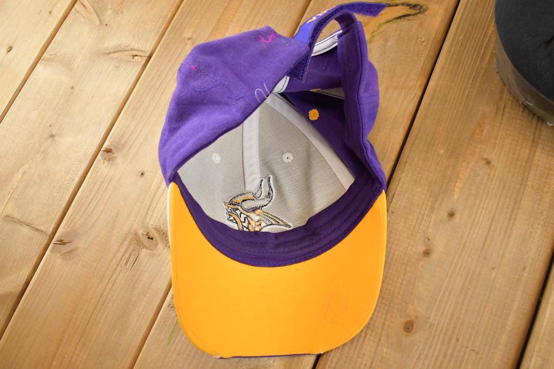Vintage 1990s Minnesota Vikings Strap Back NFL Hat / 90's Embroidered Football Cap