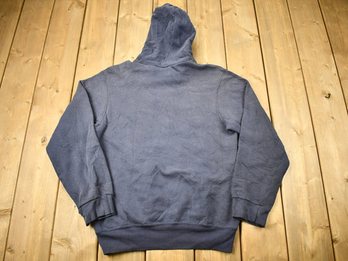 Vintage 1990s Navy Blue Nike Mid Swoosh Hoodie / Vintage Nike / Distressed / Streetwear / Athleisure / Spell Out