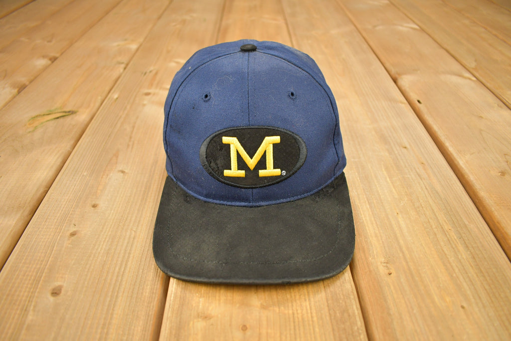 Vintage 1990s University Of Michigan Wolverines NCAA Collegiate Snap Back Hat  Vintage Hat  Embroidered