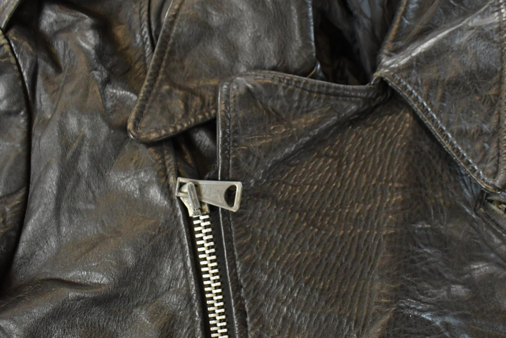Vintage 1980s Biker Motorcycle Leather Jacket Men's Medium