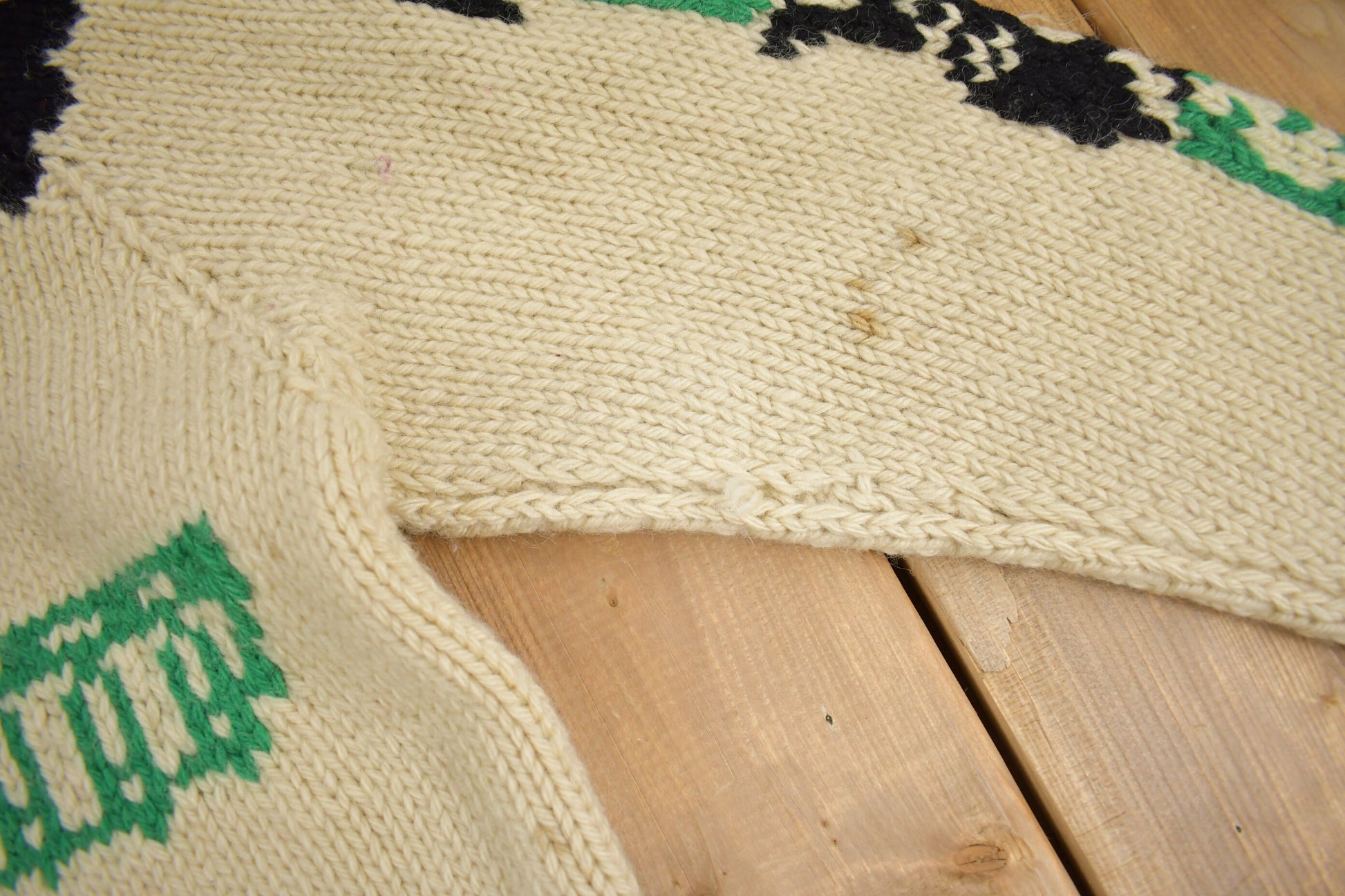 Vintage 1950s Hand-Knit Totem Pole Cowichan Sweater