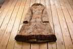 Vintage 1960s Heidi New York Jenss Flower Pattern Beaver Fur Accent Coat