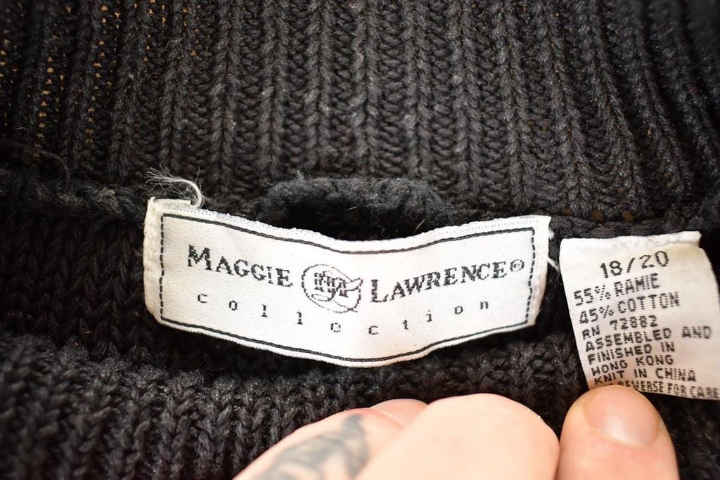 Vintage 1990s Maggie Lawrence Chunky Cable Knit Mock Neck Sweater Women's L