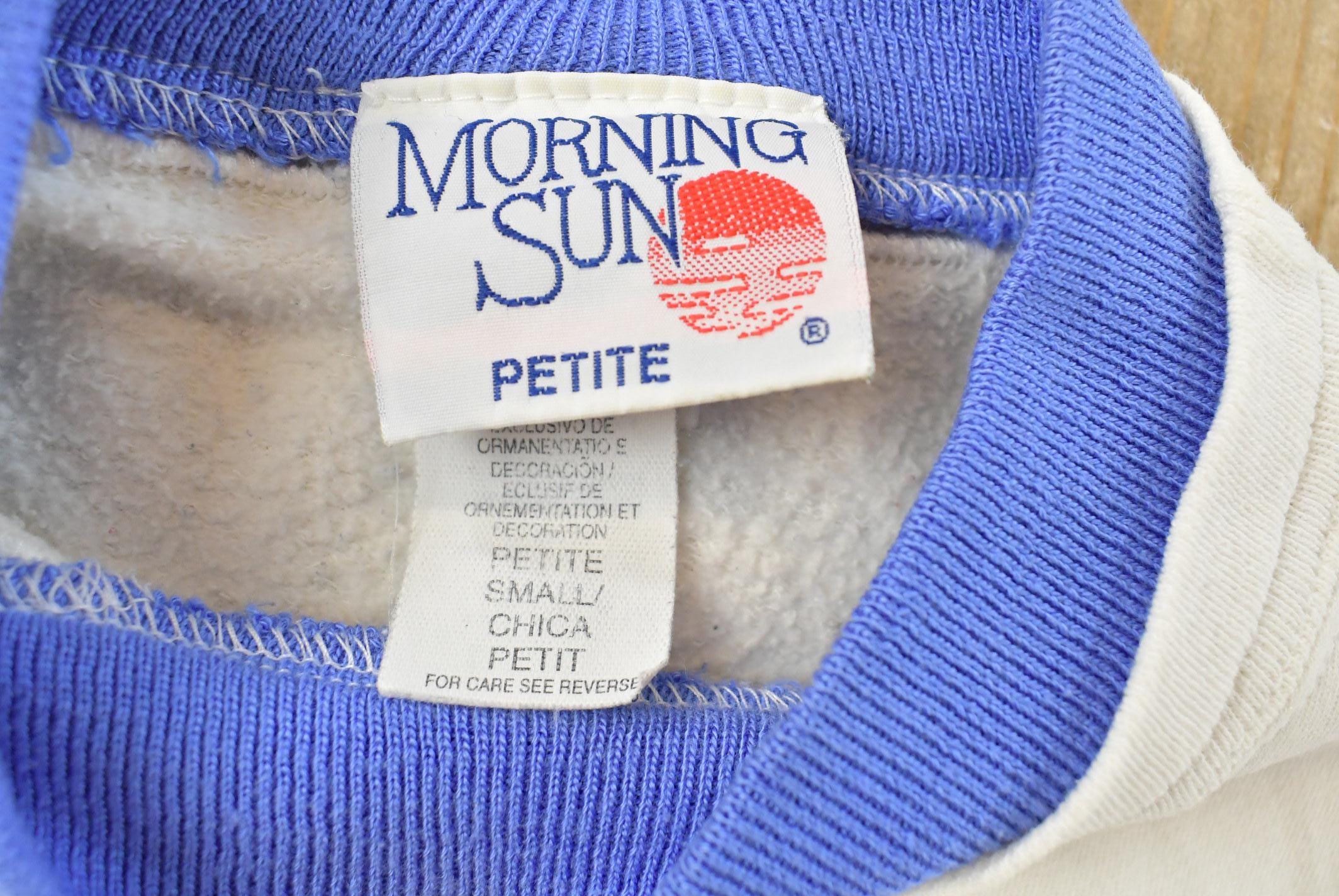 Vintage 1990s Morning Sun Petite Cute Floral Double Collar Crewneck Sweatshirt Women's S / 90s Crewneck / Grandma Sweater / Streetwear