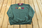 Vintage 1990s Bobbie Brooks Double Collar Embroidered Plants Cute Crewneck Sweater Mens