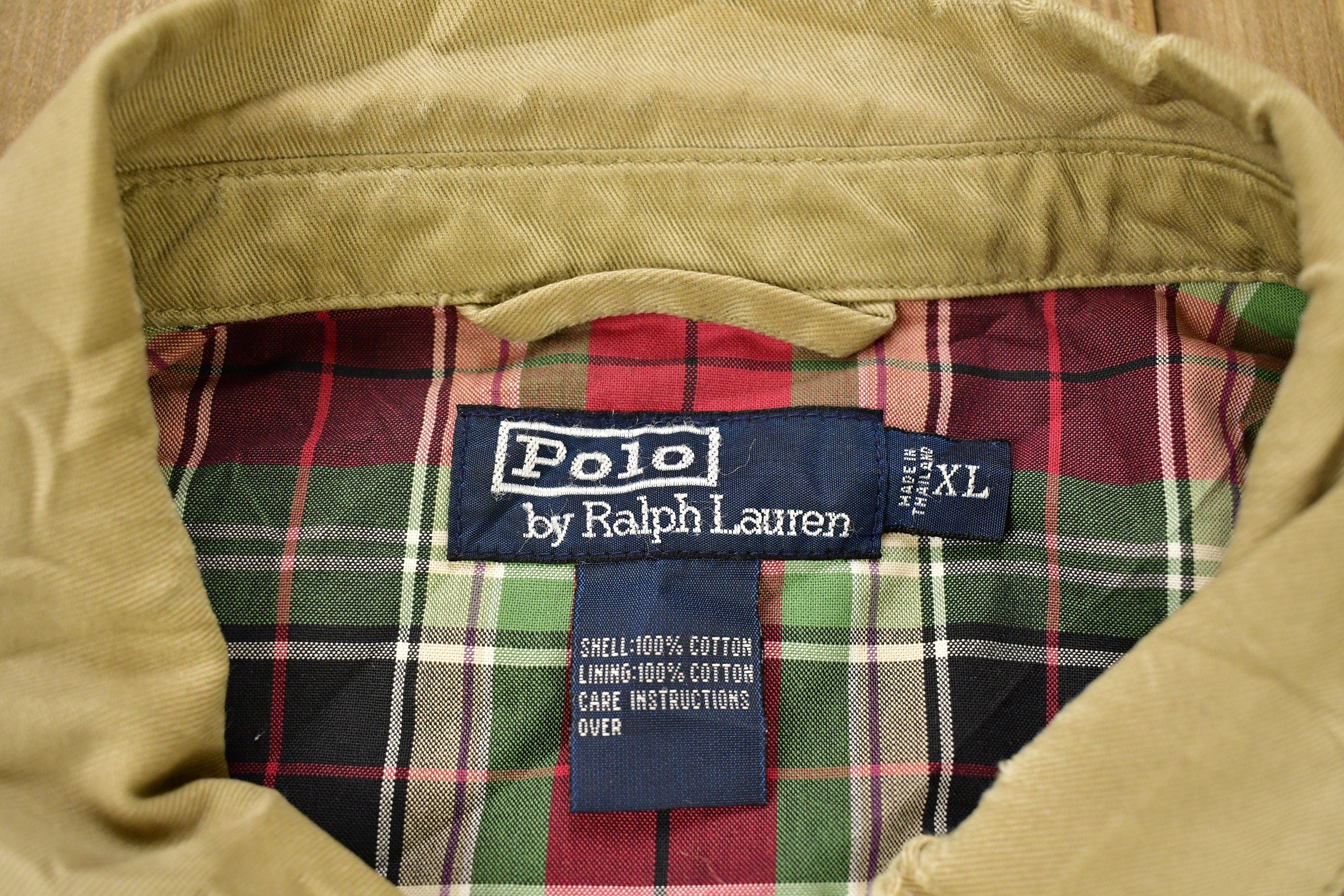 Vintage 1990s Polo Ralph Lauren Plaid Lined Harrington Windbreaker Jacket