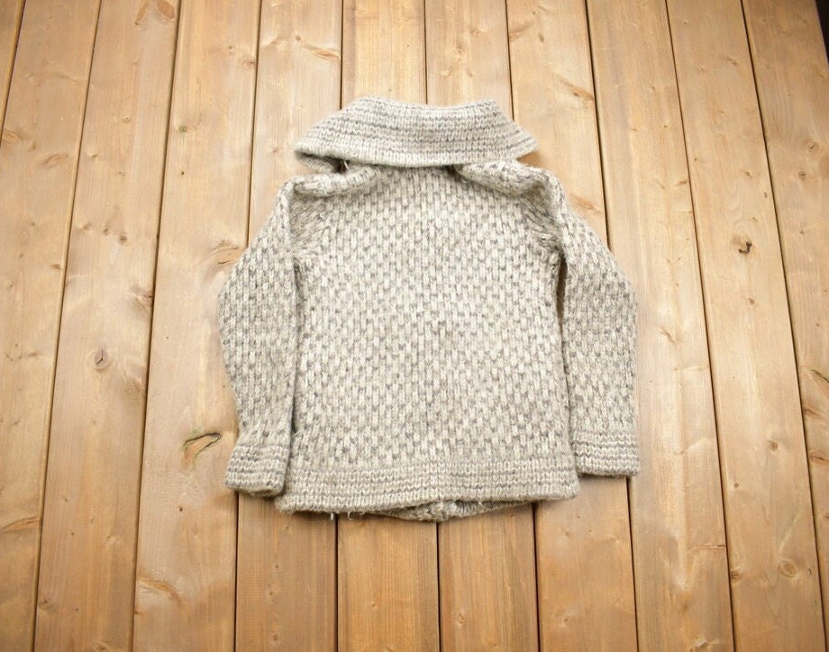 Vintage 1980s Wool Knit Button Up Sweater