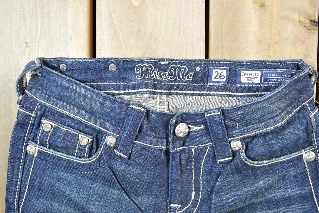Vintage Y2K Miss Me Bedazzled Low Rise Jeans Size 26x31