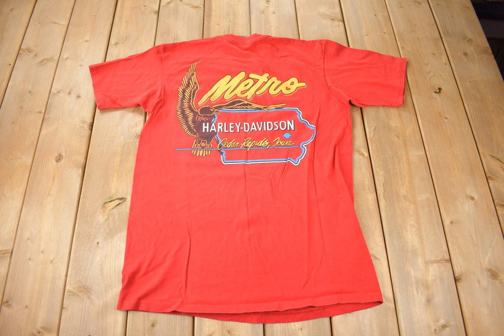 Vintage 1997 Metro Harley Davidson Cedar Rapids Iowa Single Stitch Graphic T-Shirt Made In USA