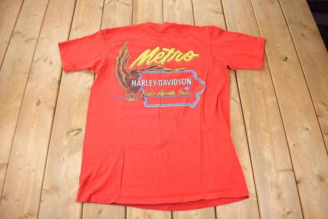 Vintage 1997 Metro Harley Davidson Cedar Rapids Iowa Single Stitch Graphic T-Shirt Made In USA