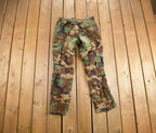 Vintage 1990s Army Woodland Camouflage Cargo Pants Size 32x25