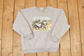 Vintage 1990s Basic Editions Husky Kitty Floral Graphic Print Crewneck Sweatshirt Womens L /