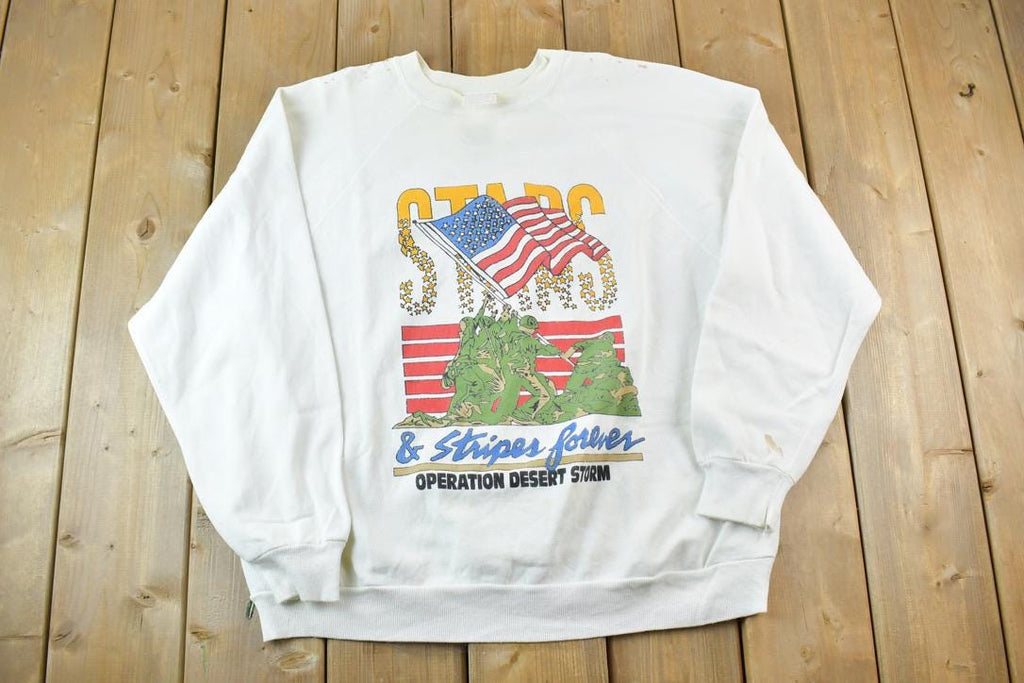 Vintage 1990 Flag Desert Storm Stars And Stripes Crewneck Sweatshirt