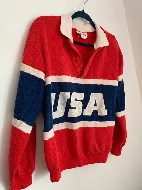 Vintage 1980s USA Henley / USA Sports / USA Sweatshirt / Made in usa / Vintage America / Classic States / 80s