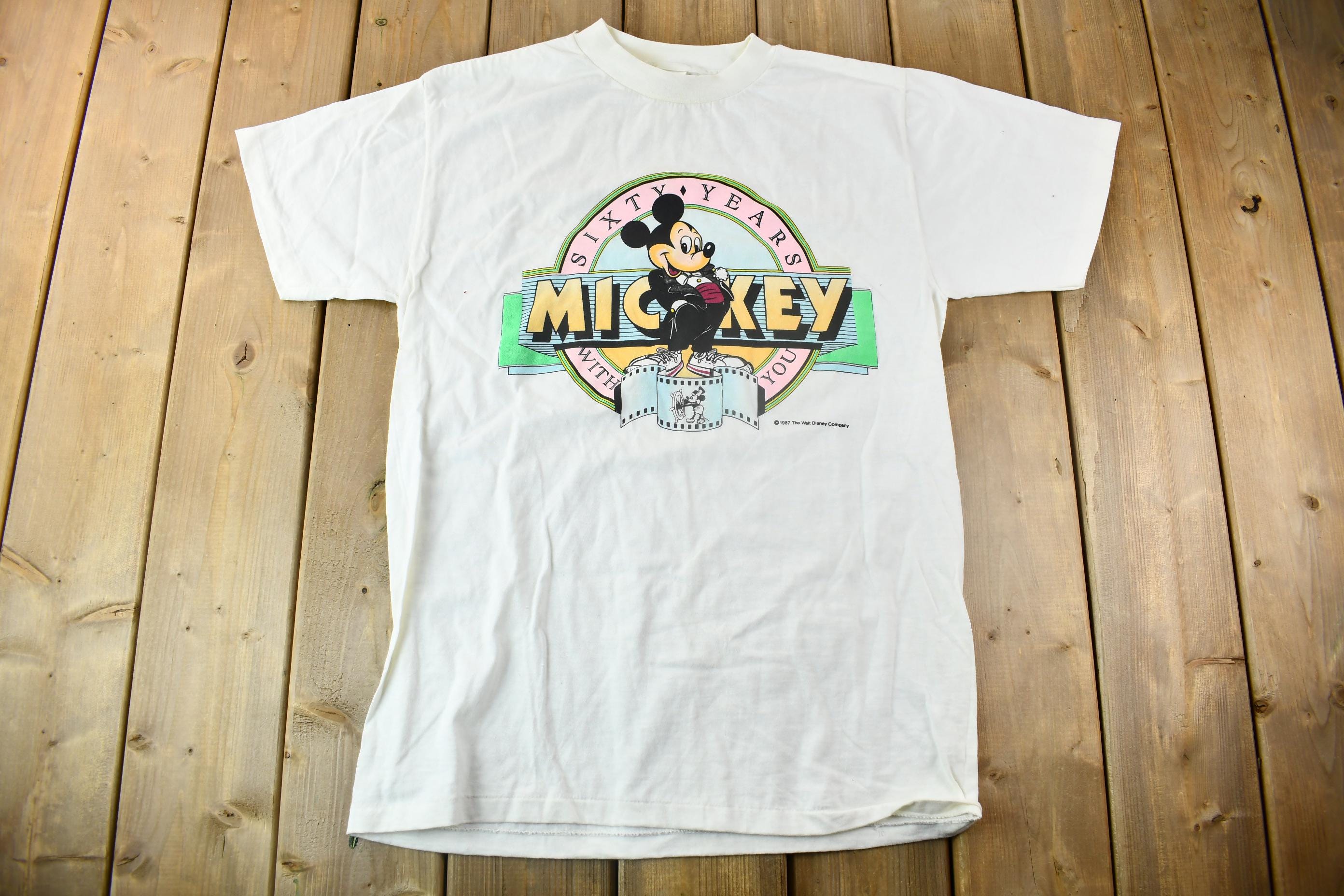 Vintage 1987 Disney Mickey Mouse 60th Anniversary Cartoon Promo T-Shirt