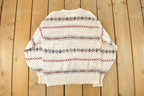 Vintage 1990s Isle of Cotton Abstract Knit Crewneck Sweater Women's Medium