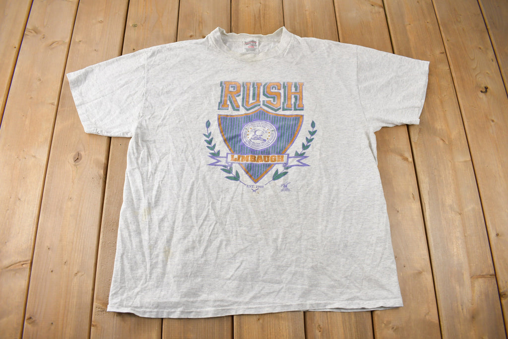 Vintage 1990s Rush Limbaugh Collegiate Graphic T-Shirt Size XL