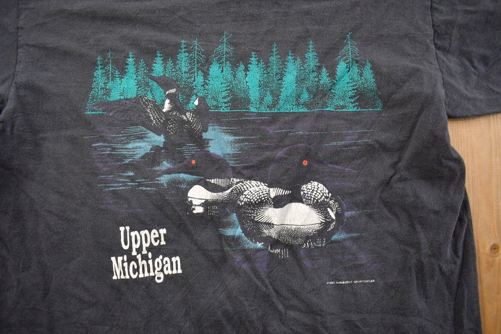 Vintage 1993 Upper Michigan Duck Themed Travel T-Shirt