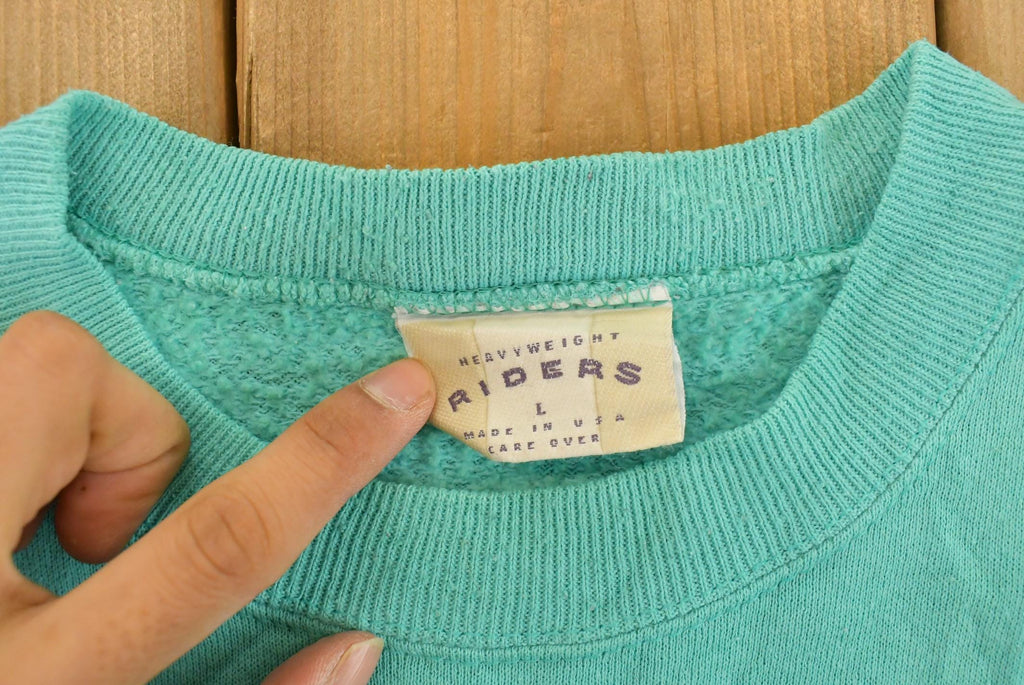 Vintage 1990s Riders Blank Crewneck Sweatshirt Sun Faded Women's M