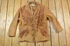 Vintage 1970s Scully Western Leather Fringed Cowboy Jacket Made In USA