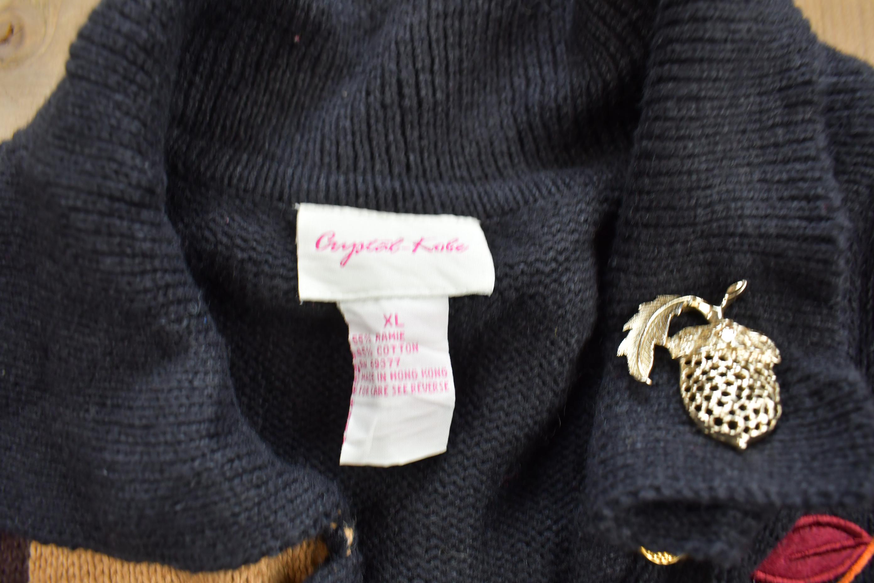 Vintage 1990s Crystal Kobe Fall Weather Embroidered Knit Cardigan Sweater