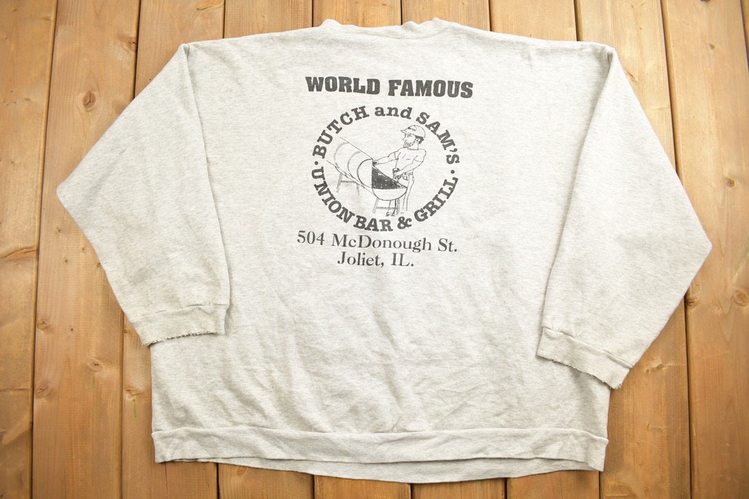 Vintage 1990s Butch And Sam's Union Bar & Grill Joliet Illinois Midnight Rider Crewneck