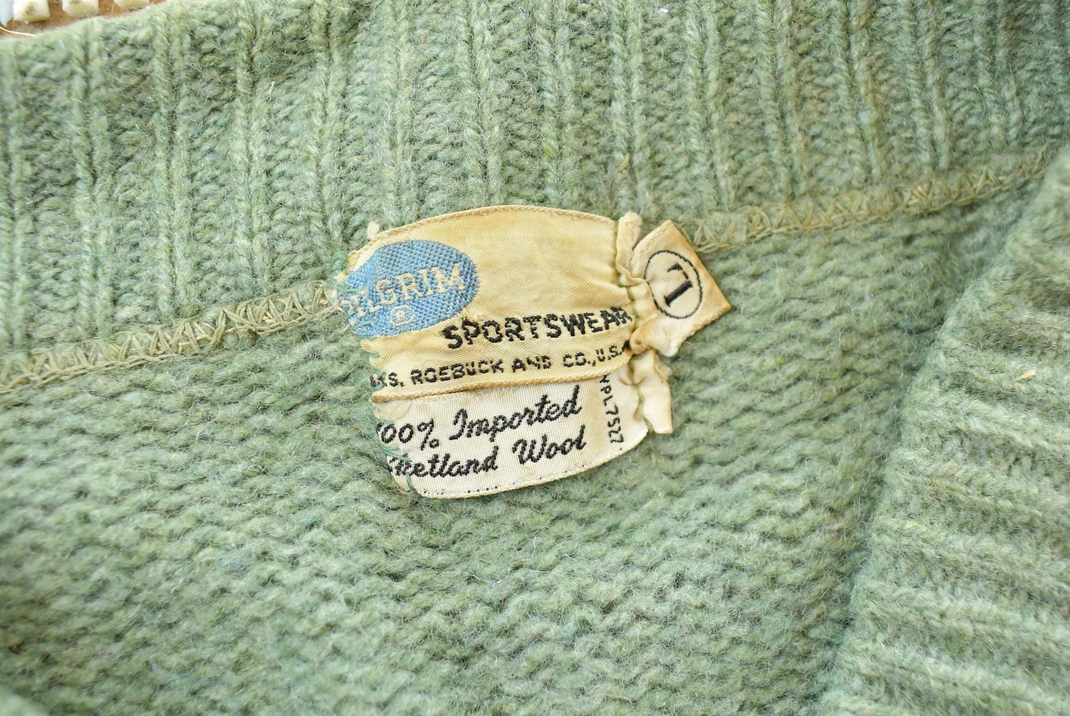 Vintage 1960s Pilgrim Sears Roebuck Wool Knit Zip Up Cardigan Sweater Womens Large /