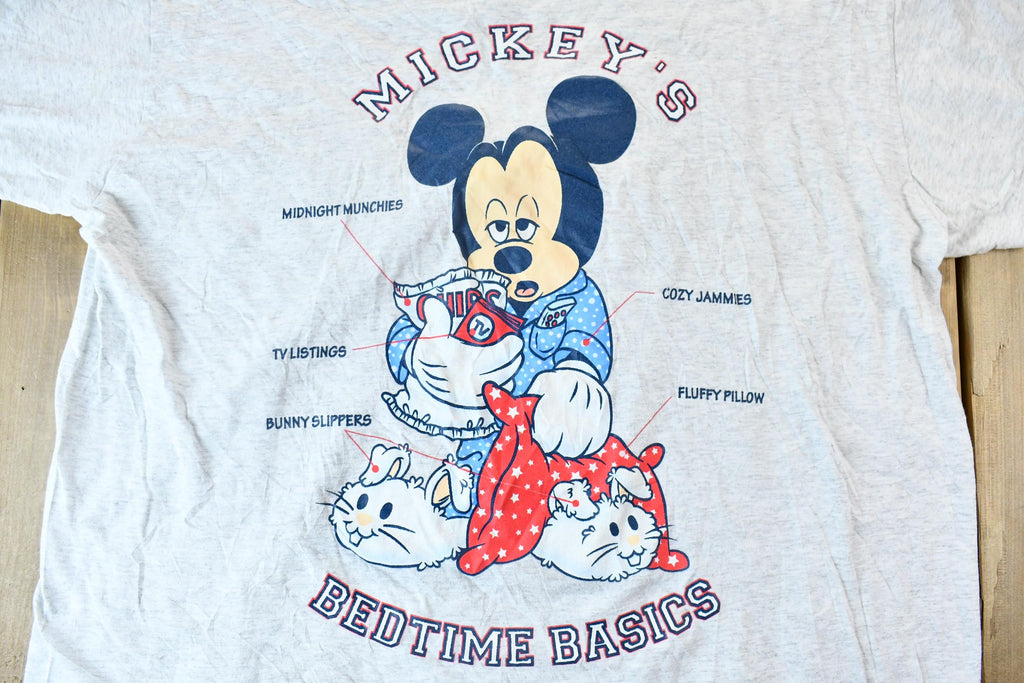 Vintage 1990s Mickey's Bedtime Basics Oversized Pajamas Mickey Mouse Graphic T-Shirt