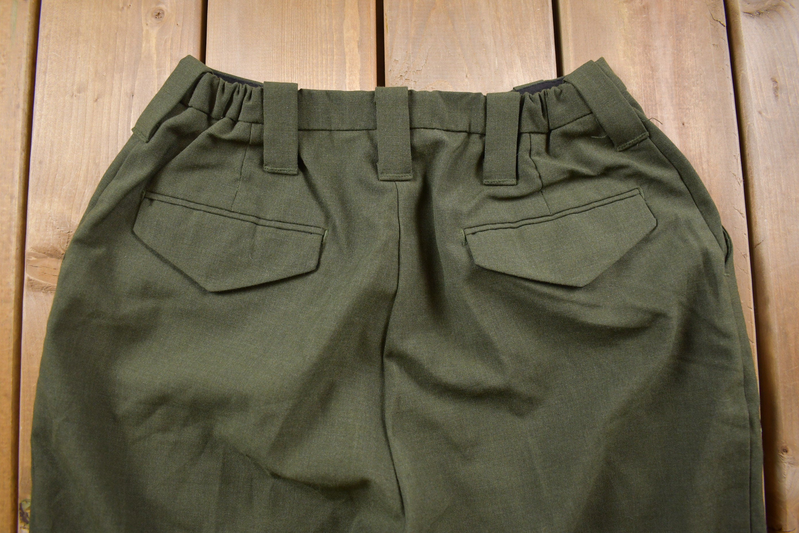 Vintage 1990's Uniform Trousers with Stretch Waist 28-30 x 28 Made in USA  American Vintage  Streetwear Fashion  Vintage Pants