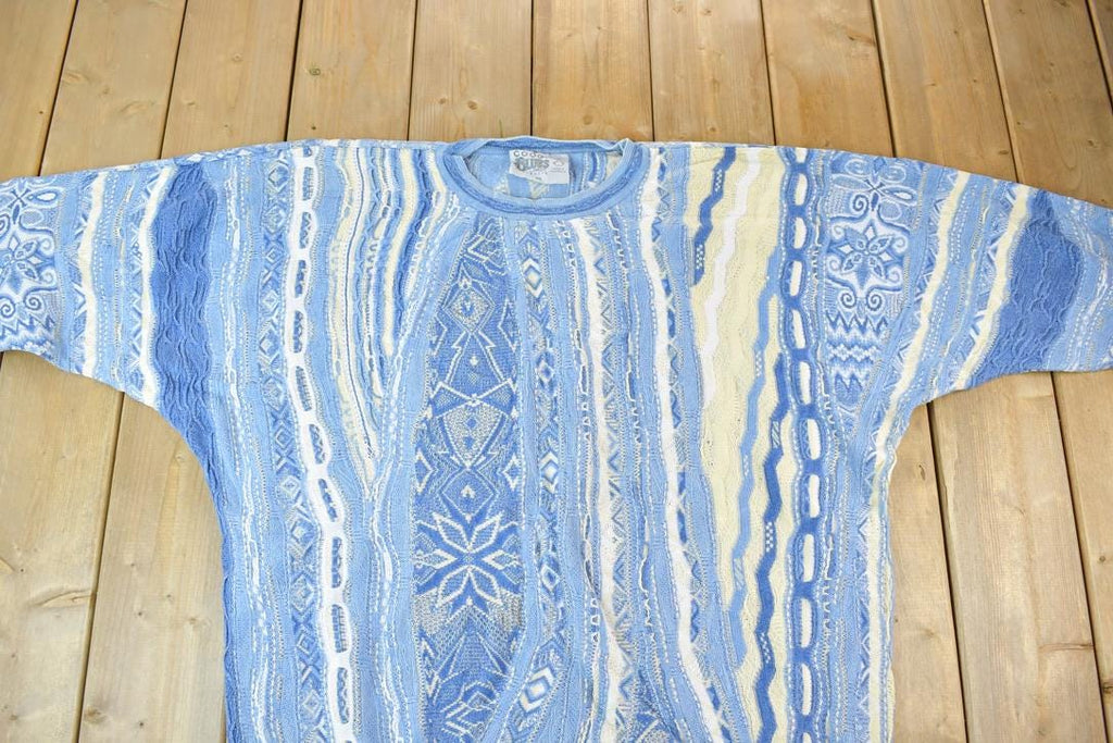 Vintage 1990s Coogi Made In Australia 3D knit 100% Cotton Abstract Pattern Crewneck Sweater
