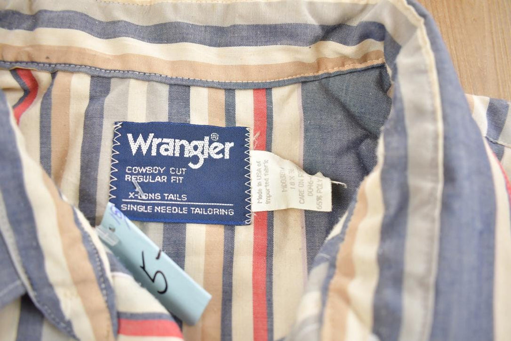 Vintage 1980s Wrangler Cowboy Cut Striped Button Up Shirt