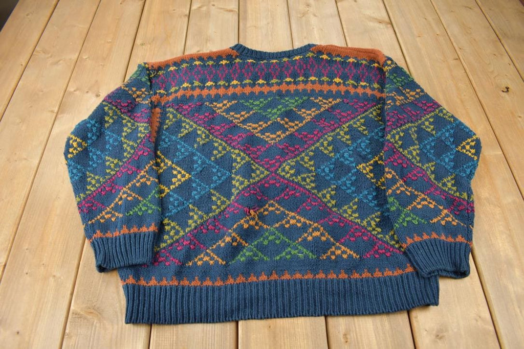 Vintage 1990s Croft & Barrow Patchwork Knit Crewneck Sweater
