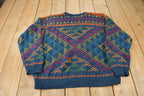 Vintage 1990s Croft & Barrow Patchwork Knit Crewneck Sweater /