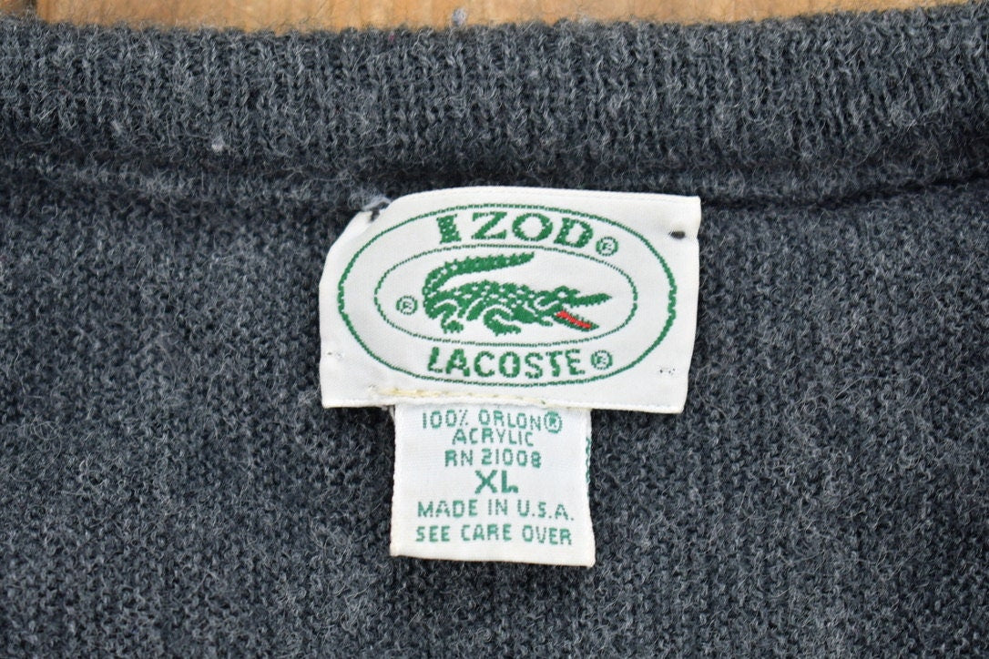 Vintage 1980s Izod Lacoste Knit V-Neck Sweater