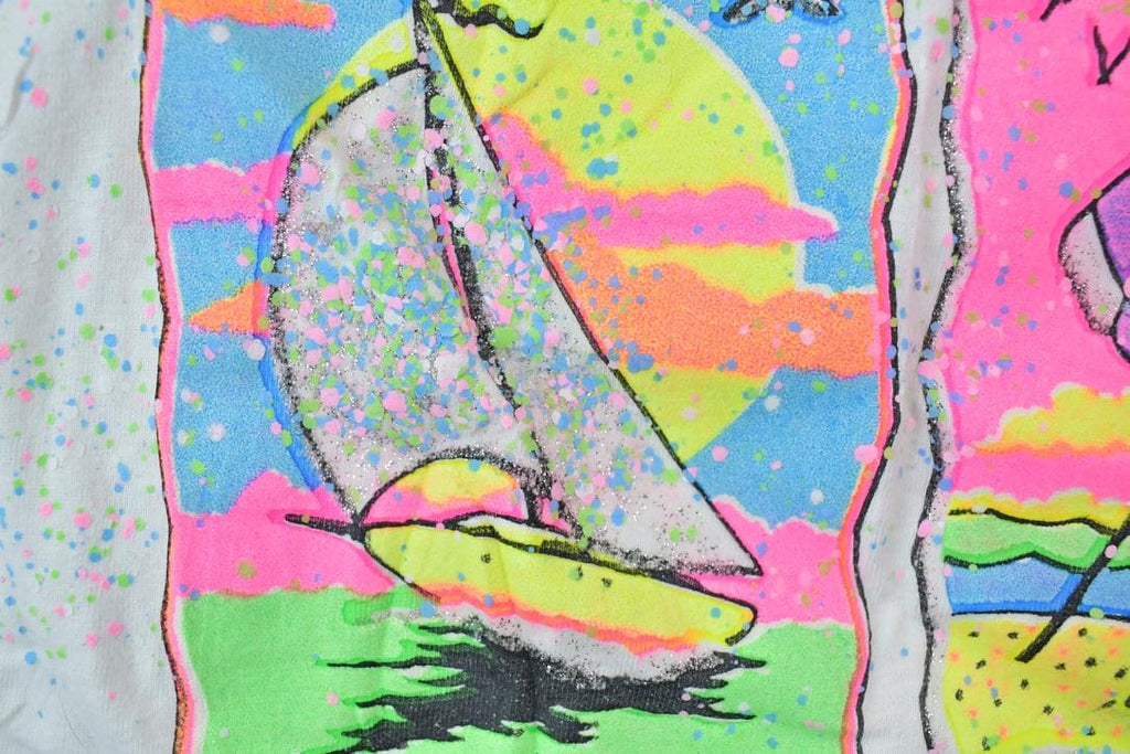 Vintage 1990s Tropical Fish Neon Alore Souvenir Tank Top