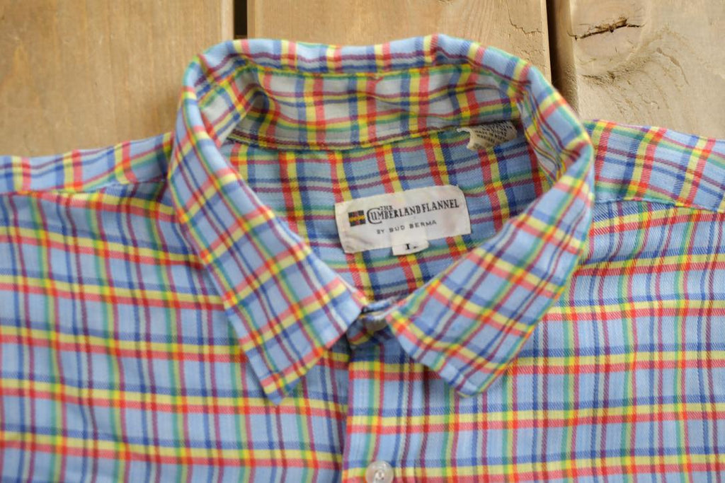Vintage 1960s Cumberland Flannel Check Button Up Shirt  1960's Button Up  Vintage Flannel  Made In USA  Pattern Button Up  Bud Berma