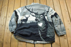Vintage 1990s All Over Print Big Buck Deer Fleece Sweater