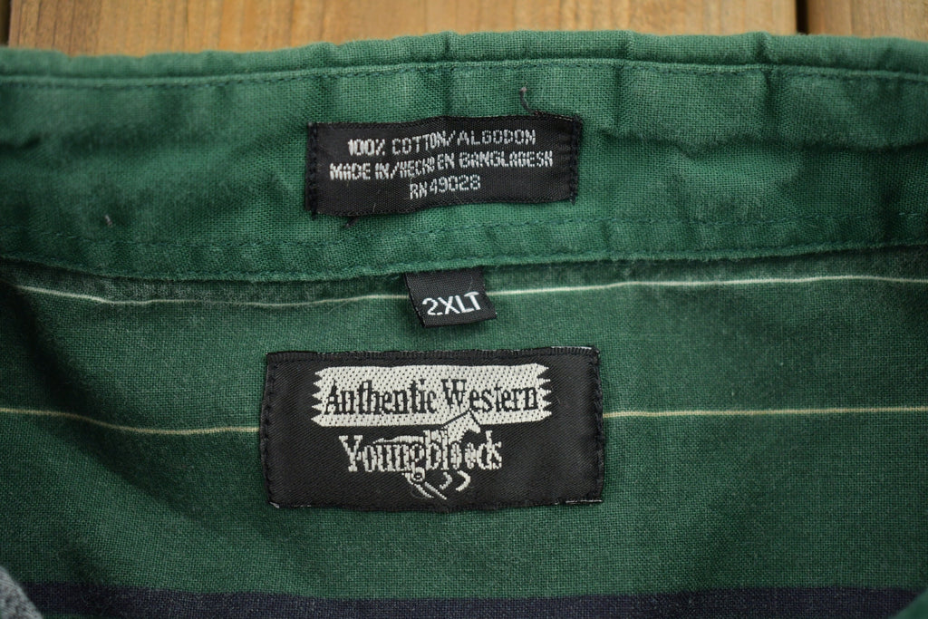 Vintage 1990s Authentic Western Young Bloods Striped Button Up Shirt