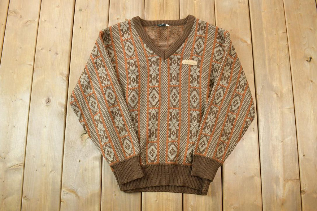Vintage 1990s Brown Knit Crewneck Sweater