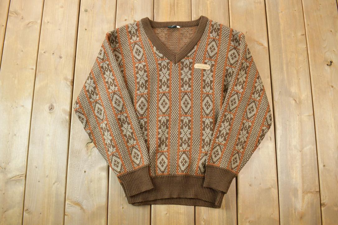 Vintage 1990s Brown Knit Crewneck Sweater