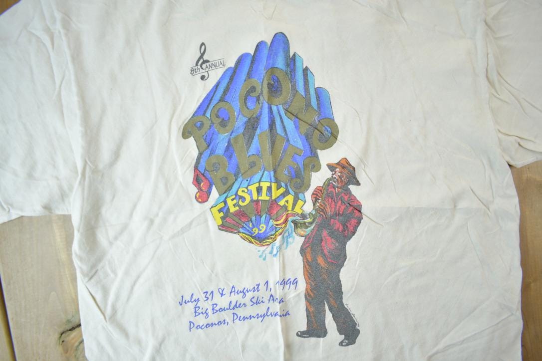 Vintage 1993 Poconos Blues Festival Graphic T Shirt